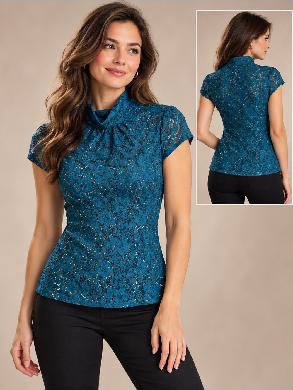 Express Teal Lace Midi Dress with Cap Sleeves